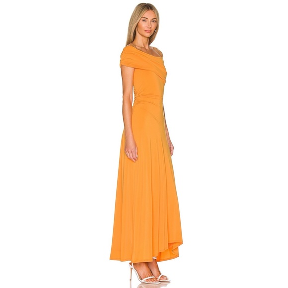 Bailey 44 x Revolve Dani Draped Off The Shoulder Maxi Dress Gown Sangria Orange - Picture 2 of 8